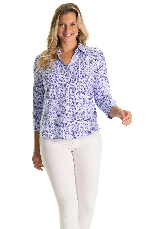Reduced Prices The Birdie Top in Blue Basketweave