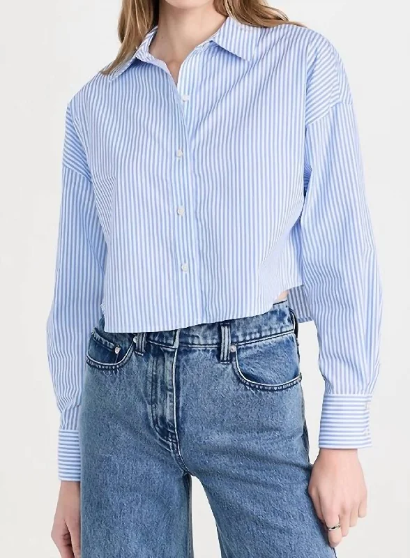 Online Specials The Crop Ex-Boyfriend Shirt In Blue/white Stripe