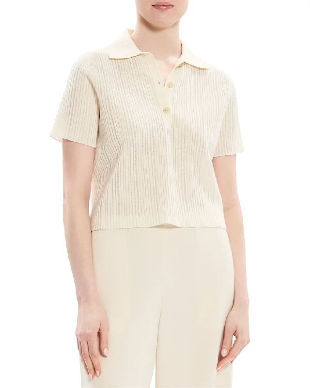 Deep Discounts Theory Cropped Cashmere Polo Sweater