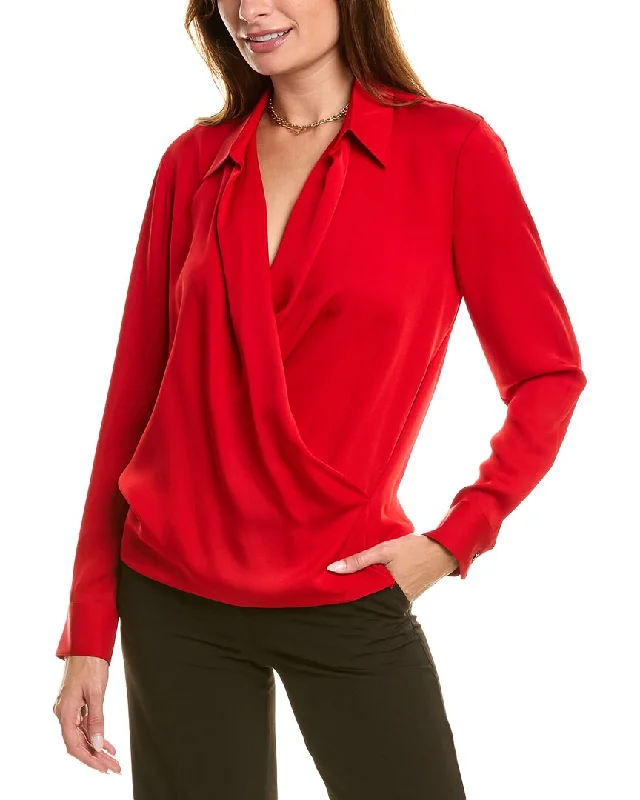 Seasonal Sale Theory Wrap Silk Blouse