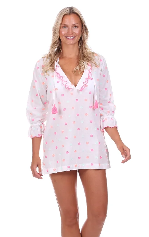 Don't Wait Tortola Tunic in Bright Polka Dot