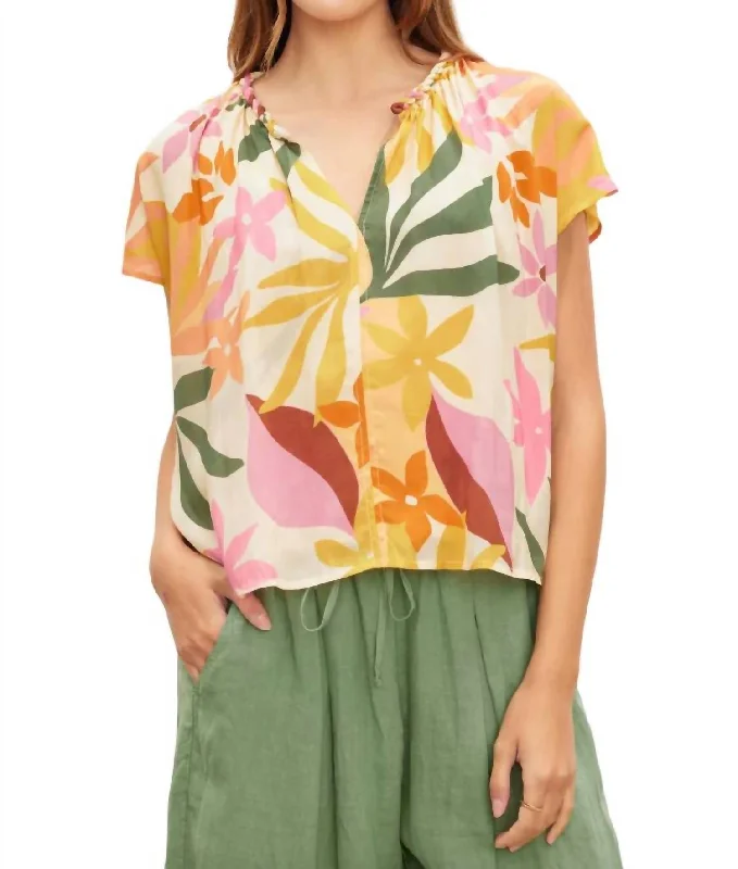 Inventory Reduction Trixy Printed Cocoon Top In Multi