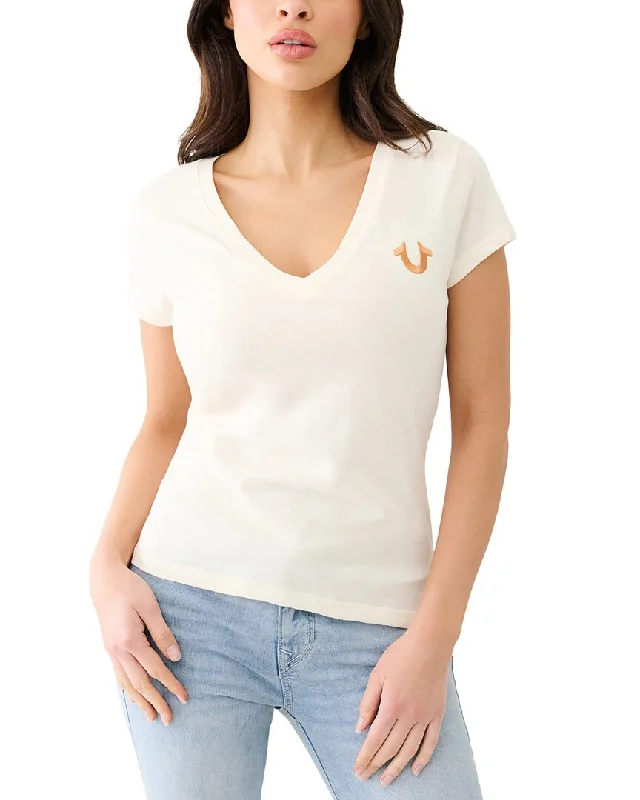 Sale Event True Religion Cutout Lurex V Neck T-Shirt