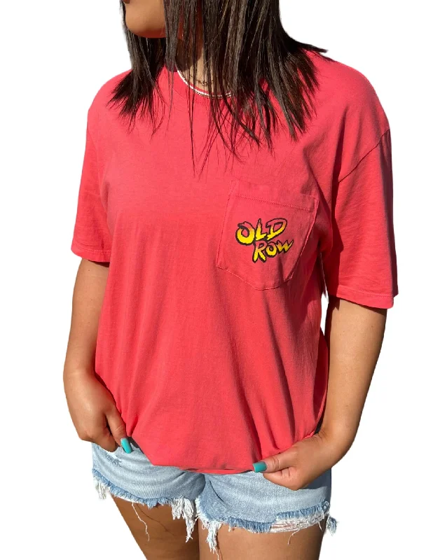 Massive Deals Unisex Spring Break Party Bus Pocket Tee In Red