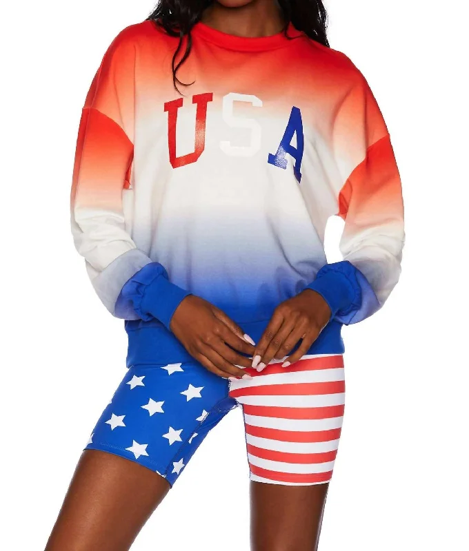 Closeout Sale Usa Sweatshirt In Patriotic Gradient