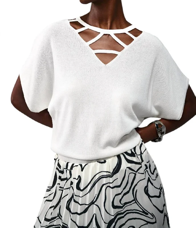 Mega Sale V-Neck Cut-Out Top In Vanilla