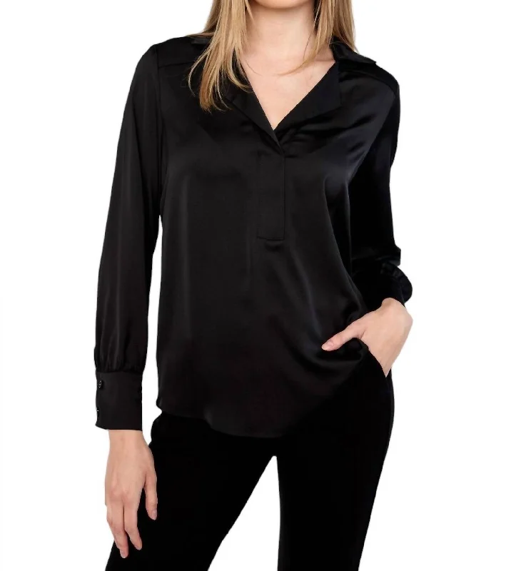 Bonus Savings V-Neck Pullover Blouse In Black