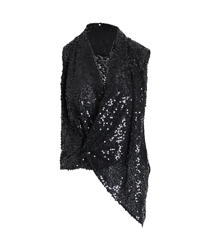 Special Price Victoria Beckham Symmetric Top in Black Sequin