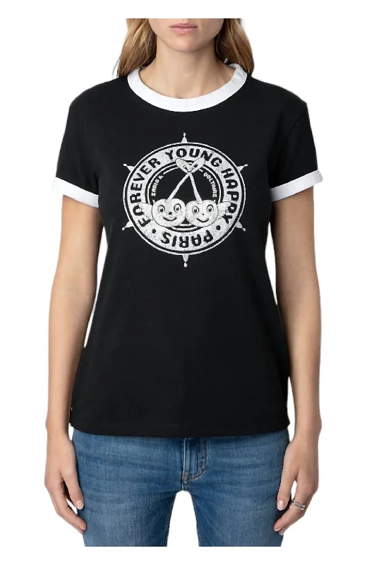 Massive Deals Walk Diamante Insignia T-Shirt In Noir