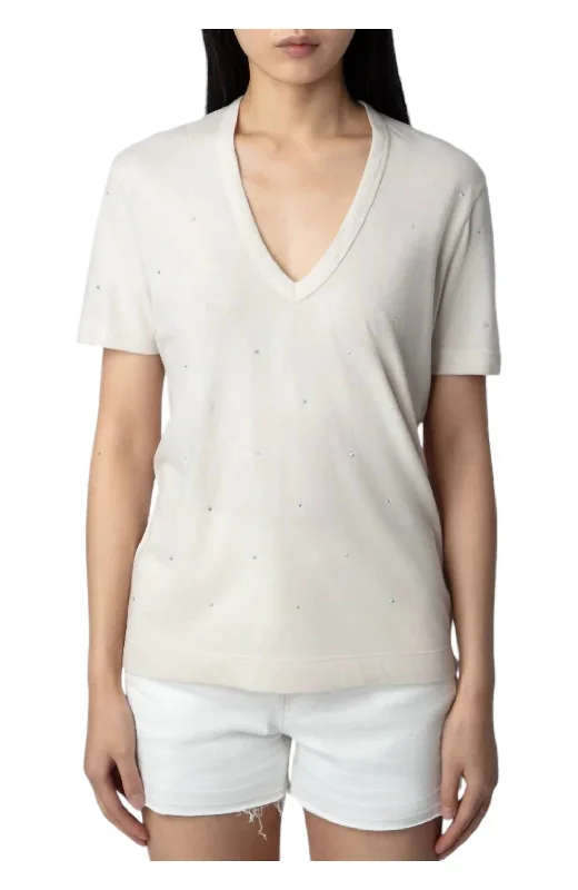 Low Prices Wassa Crystal Studded Tee Shirt In Petale