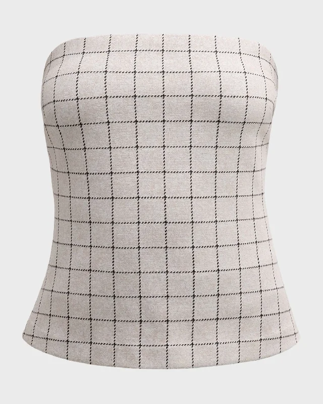 Best Bargains Windowpane Strapless Bandeau Tube Top