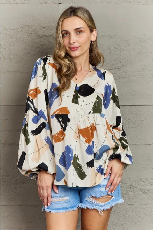 Can't Be Beat Wishful Thinking Multi Colored Printed Blouse