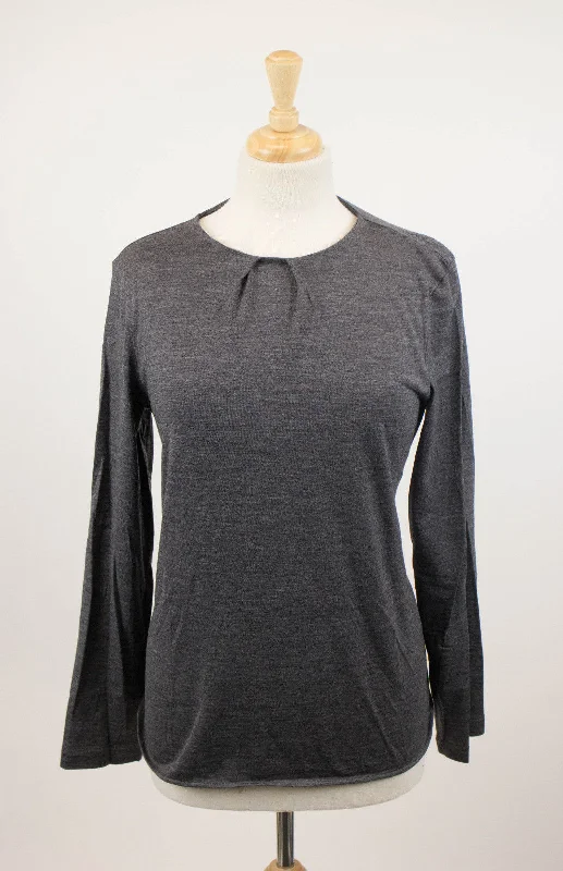 Super Bargain Woman's Gray Wool Blend Blouse Shirt Top