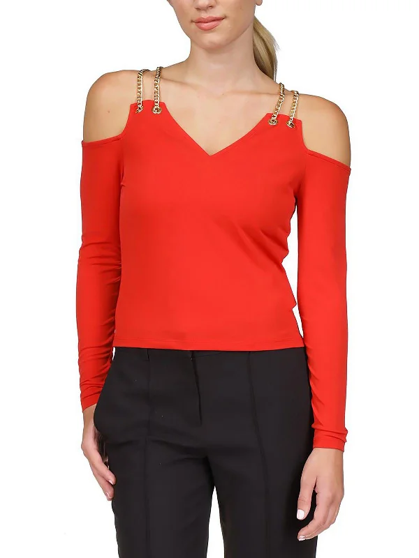 Price Break Womens Chain Cropped Blouse