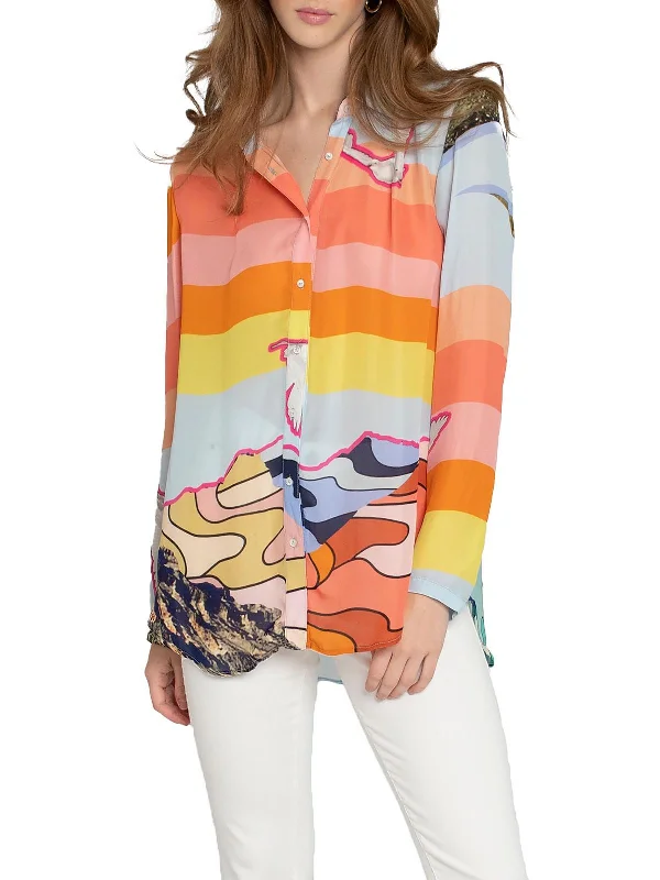 Fantastic Offers Womens Collar Long Sleeve Button-Down Top