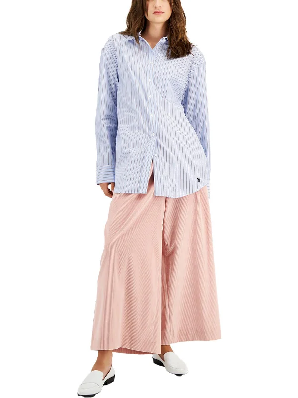 Limited Quantity Womens Collar Pinstripe Button-Down Top