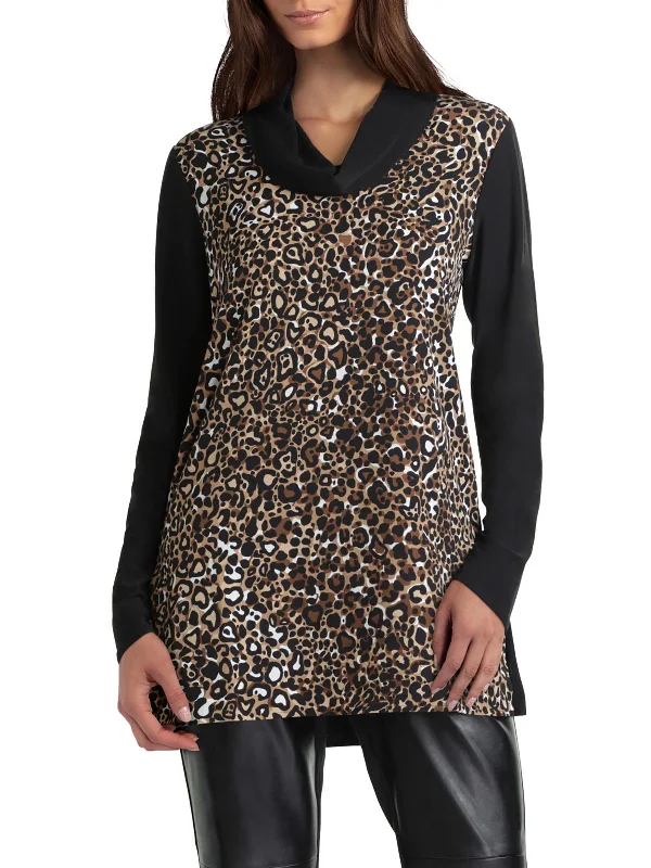 Clearance Event Womens Colorblock Cowl Neck Pullover Top