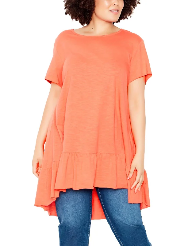Super Sale Womens Cotton Ruffled Pullover Top