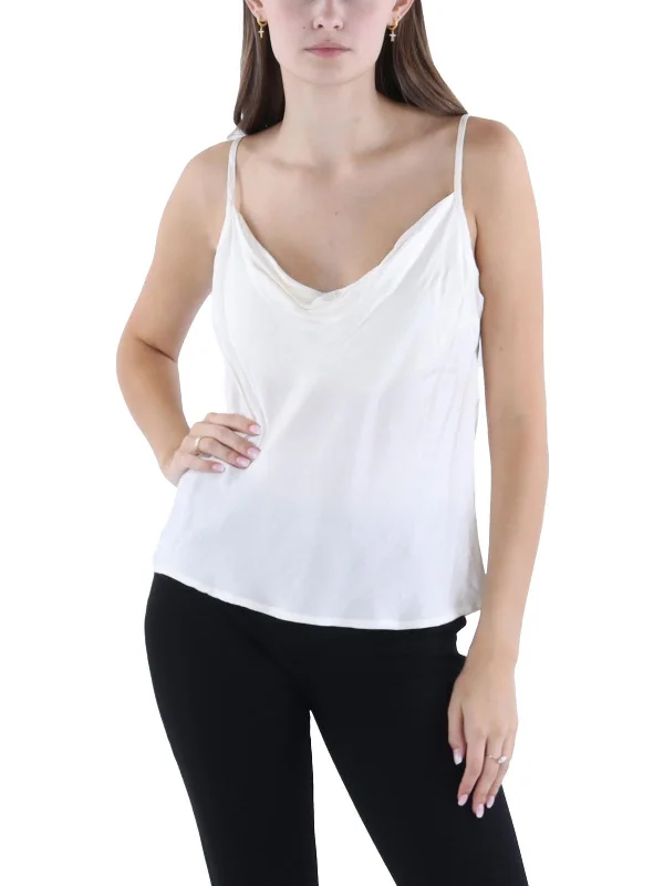 Can't Be Beat Womens Cowl Neck Adjustable Straps Cropped