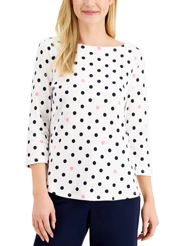 Deal Alert Womens Crewneck Button Trim Pullover Top