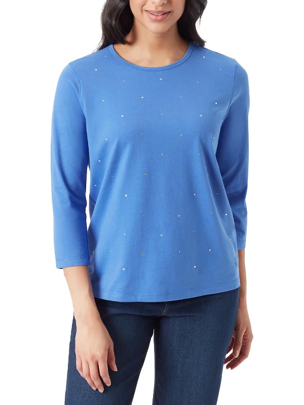 Final Markdown Womens Crewneck Three Quarter Sleeve Pullover Top