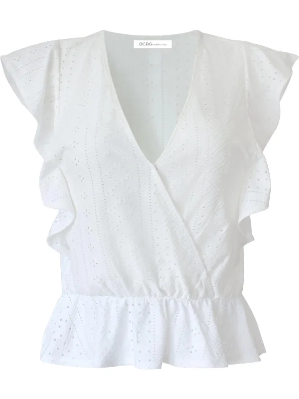 Exclusive Online Offer Womens Cropped Ruffled Blouse