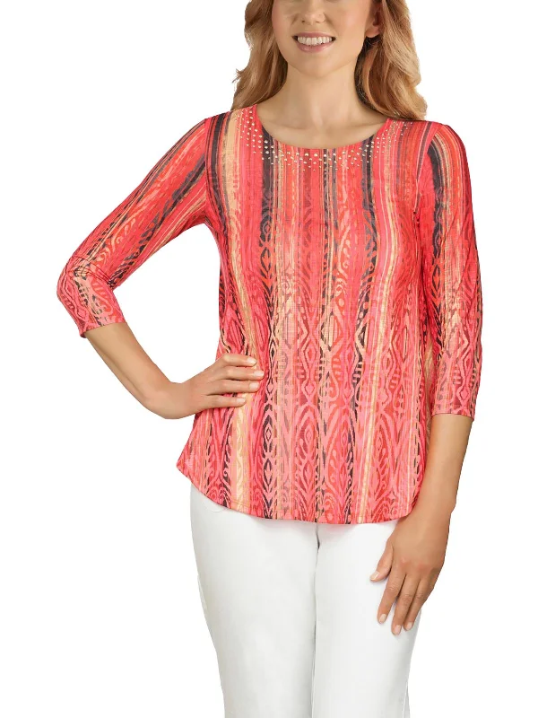Special Savings Womens Embellished Crewneck Blouse