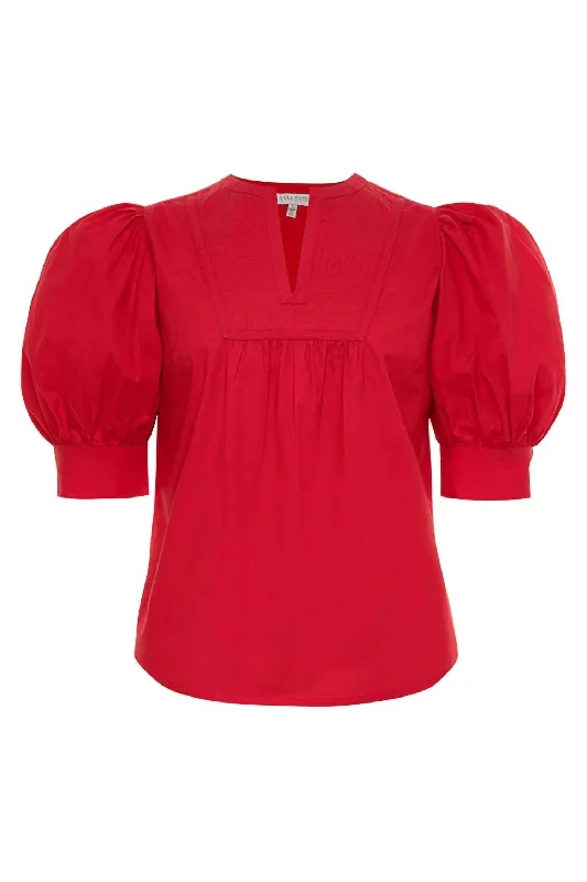 Don't Miss Women's Emilia Embroidered Top In Jester Red