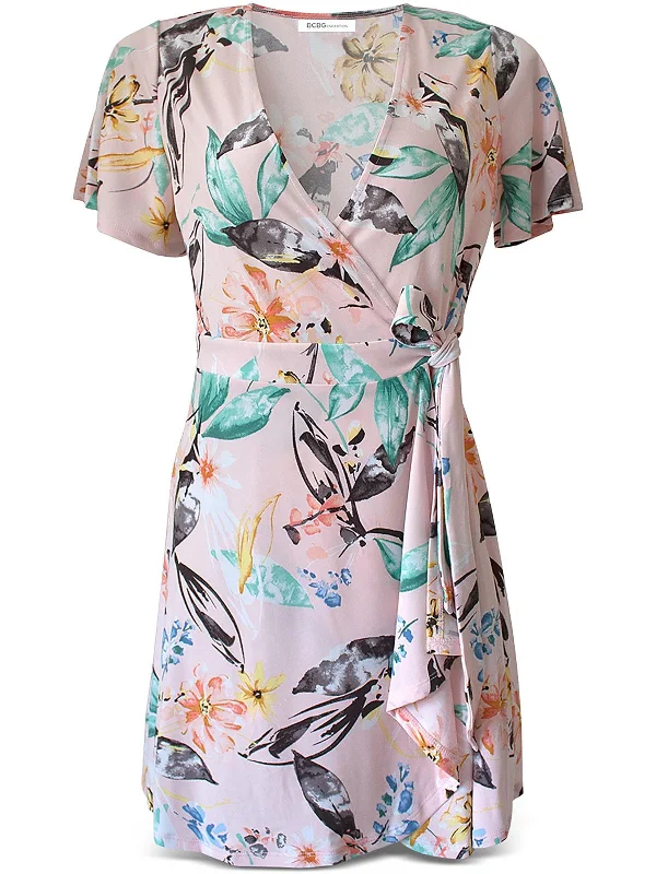 Act Fast Womens Floral Print Summer Wrap Top