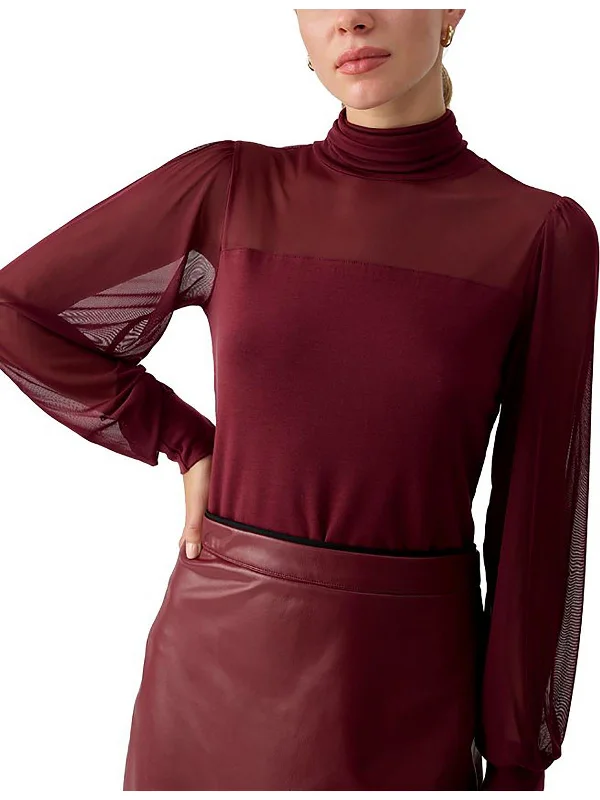 Deal Zone Womens Illusion Mock Neck Pullover Top