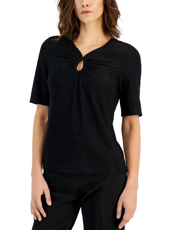 Special Discount Womens Keyhole Short Sleeve Pullover Top