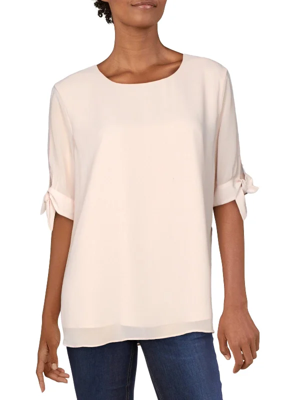 Savings Galore Womens Keyhole Tie Sleeve Blouse