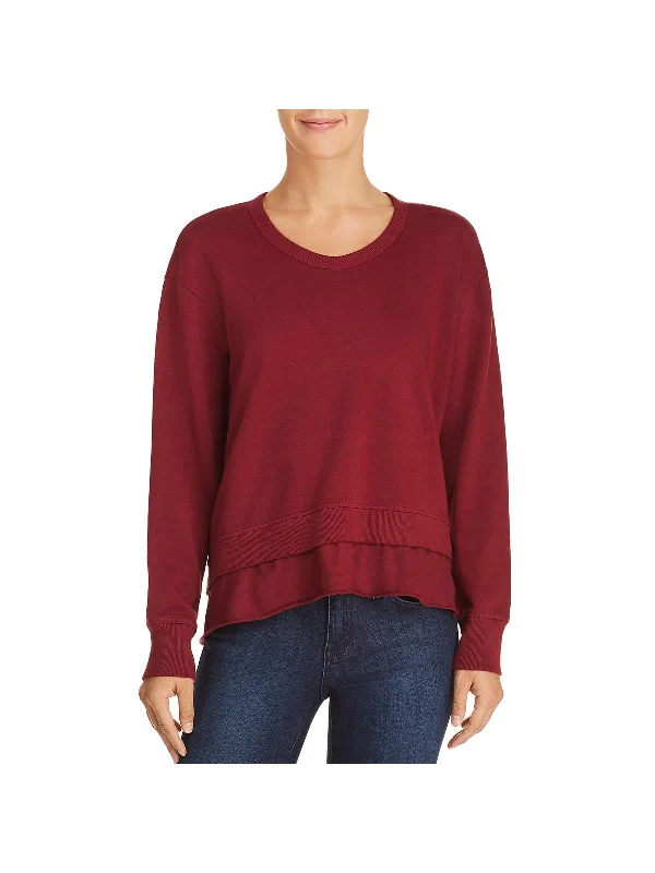 YEAR-End Clearance Womens Layered Hem Long Sleeve Sweatshirt, Crew