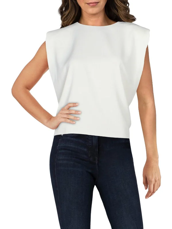 Best Deals Womens Padded Shoulder Crewneck Muscle Tank