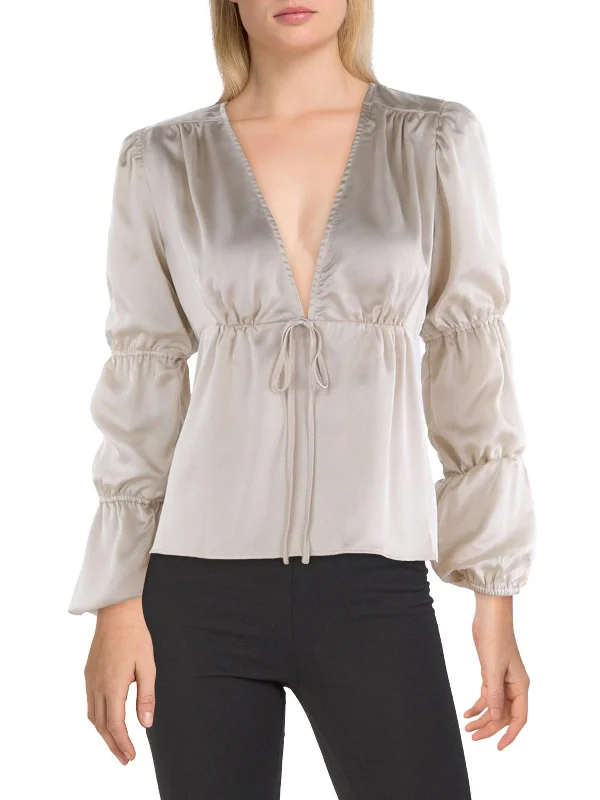 Deal Mania Womens Polyester Bubble Sleeves Pullover Top