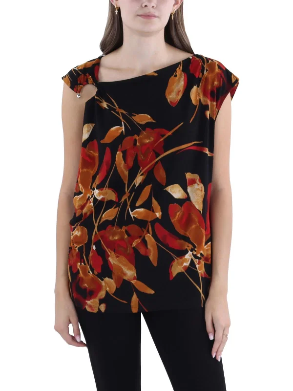 Super Sale Womens Printed Sleeveless Pullover Top