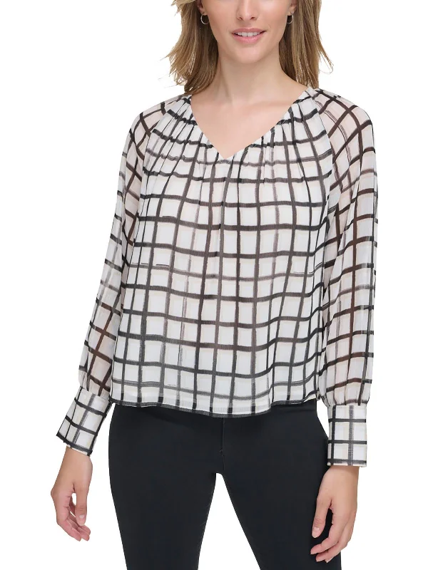 Massive Deals Womens Printed V-Neck Blouse
