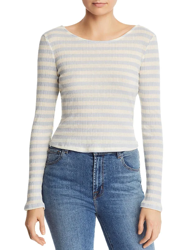 Best Deals Womens Ribbed Striped Crop Top