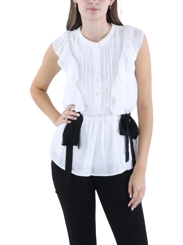 Exclusive Savings Womens Ruffled Side Tie Blouse