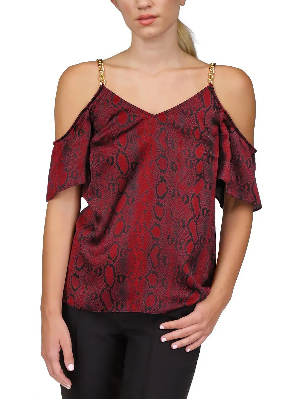 Great Deals Womens Snakeskin Print Casual Wear Cold Shoulder