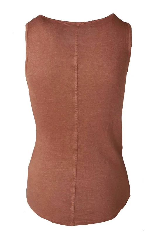 Clearance Sale Women's Stretch Linen Crewneck Tank Top In Moccha
