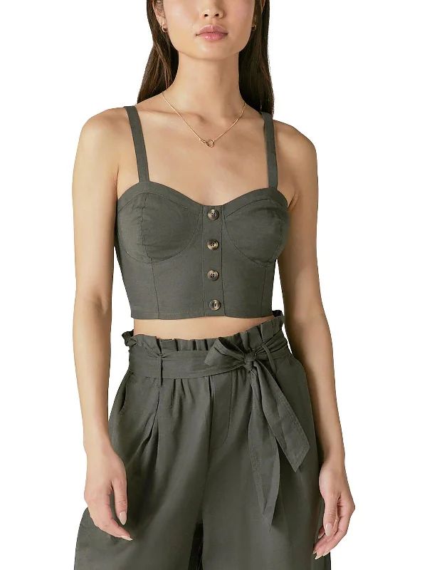 Deal Mania Womens Sweetheart Neck Sleeveless Cropped