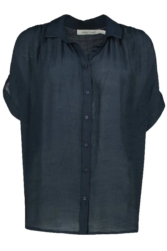 Deal Explosion Women's Taylor Button Front Blouse In Marine Navy