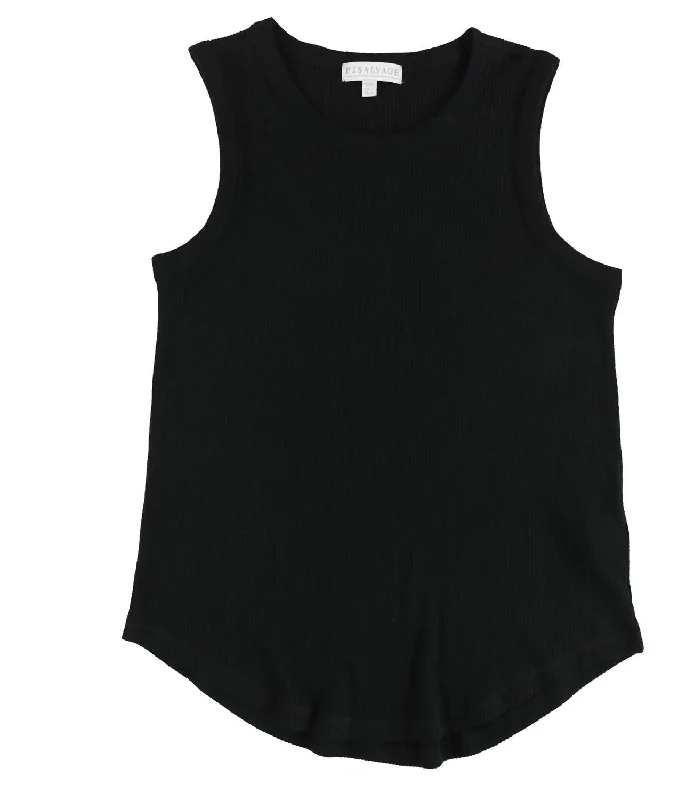 Hurry In Women's Textured Basic Pajama Tank Top In Black