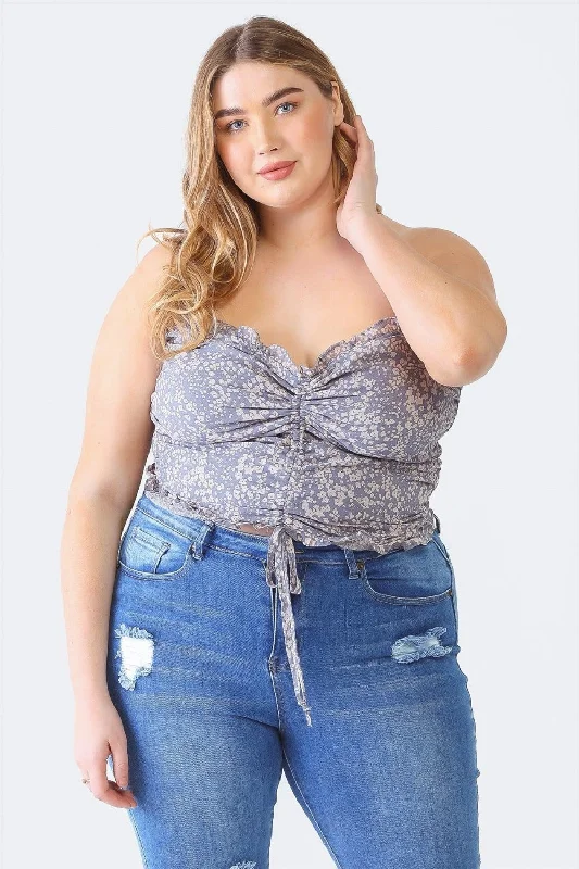 Get It Before It’s Gone Zenobia Plus Size Drawstring Smocked Floral Tube Top